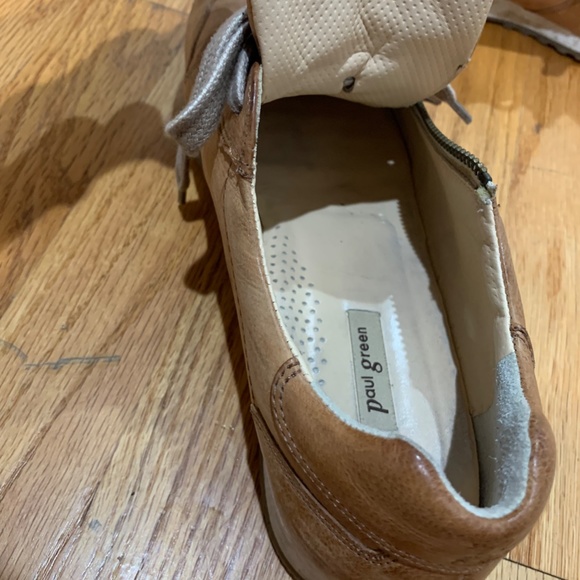 Paul Green Cage leather Sneakers Tan cognac zip lace up Sz 8.5 UK 6 Judy - Picture 13 of 16